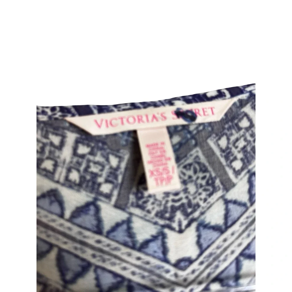 Victorias Secret Blue Geometric Fringe Kimono Wrap Swim Cover Up  XS/S